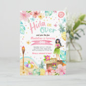 Hawaiian Luau Birthday Noite Tropische Pool Party Kaart (Staand voorkant)