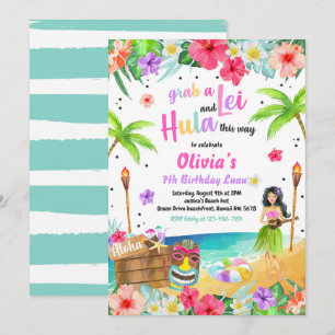 Hawaiian Luau Birthday Partij Tropisch Birthday Kaart
