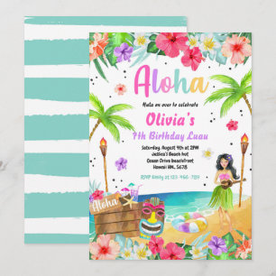 Hawaiian Luau Birthday Partij Tropisch Birthday Kaart