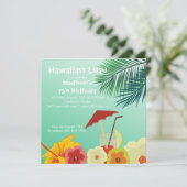 Hawaiian Luau Birthday Party Invitation Kaart (Staand voorkant)