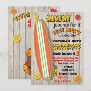Hawaiian Luau Birthday Party Invitations Kaart