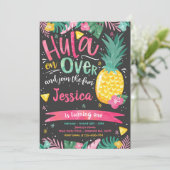 Hawaiian Luau Birthday Party Pineapple Luau Pool Kaart (Staand voorkant)