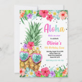 Hawaiian Luau Birthday Pineapple Pool Party Kaart (Voorkant)