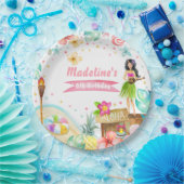 Hawaiian Luau Birthday Tropical Pool Party Pastel Papieren Bordje (Feest)