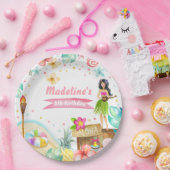Hawaiian Luau Birthday Tropical Pool Party Pastel Papieren Bordje (Feest)