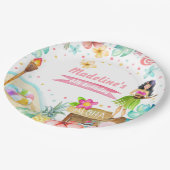 Hawaiian Luau Birthday Tropical Pool Party Pastel Papieren Bordje (Gekanteld)