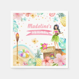 Hawaiian Luau Birthday Tropical Pool Party Pastel Servet