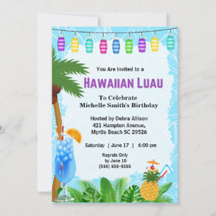 Hawaiian Luau Birthday Uitnodiging