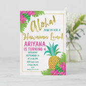 Hawaiian Luau Birthday Uitnodiging (Staand voorkant)