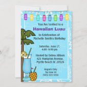 Hawaiian Luau Birthday Uitnodiging (Voorkant)
