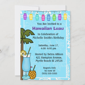 Hawaiian Luau Birthday Uitnodiging