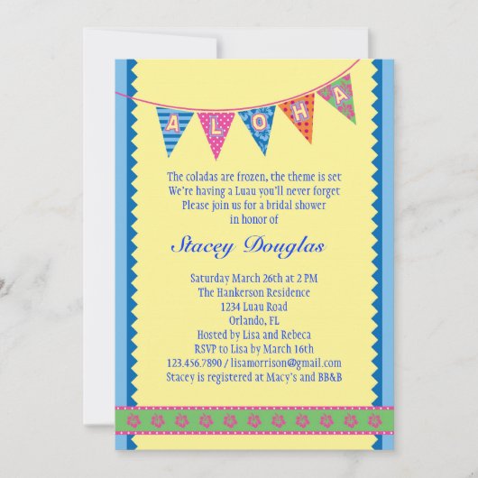 Hawaiian Luau Bridal Shower Kaart (Voorkant)