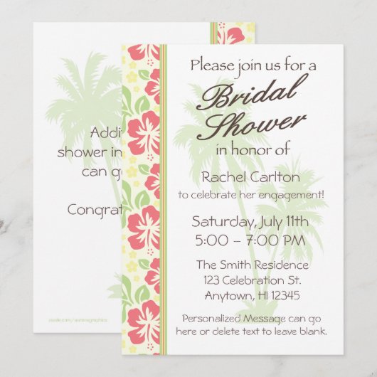 Hawaiian Luau Bruids Douche Uitnodiging (Voorkant / Achterkant)