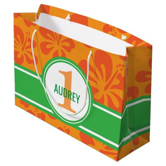 Hawaiian Luau Coconut Birthday Baby shower Groot Cadeauzakje (Achterkant Gekanteld)