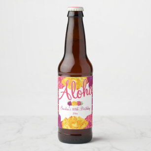 Hawaiian Luau, Floral Bier Etiket