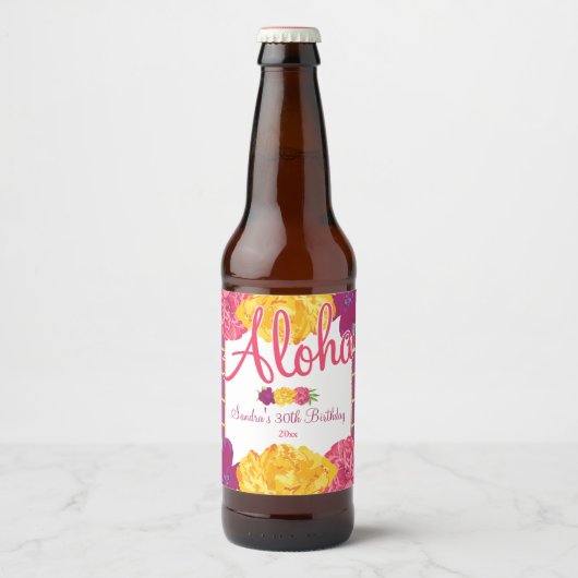 Hawaiian Luau, Floral Bier Etiket (Voorkant)