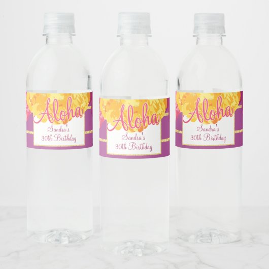 Hawaiian Luau, Floral Waterfles Etiket (Flessen)