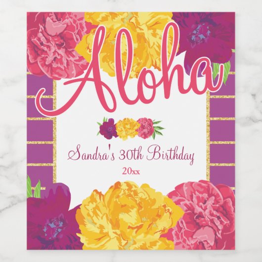 Hawaiian Luau, Floral Wijn Etiket (Enkel label)