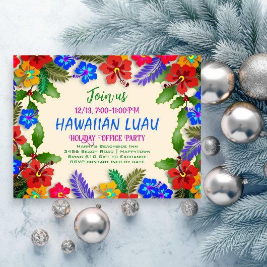 Hawaiian Luau Holiday Party Hibiscus Briefkaart