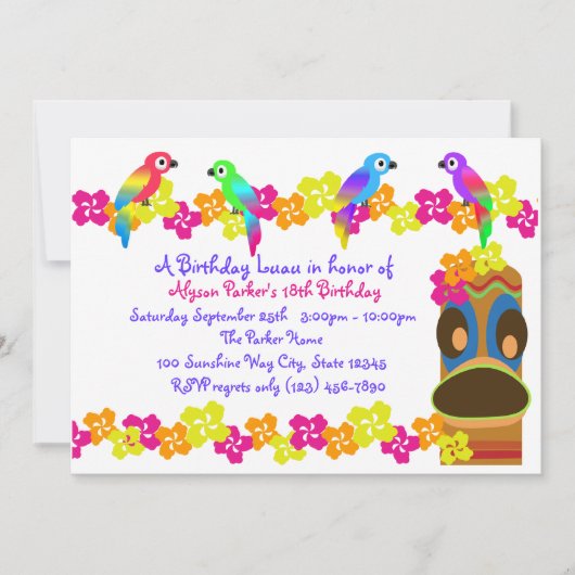 Hawaiian Luau Kaart (Voorkant)