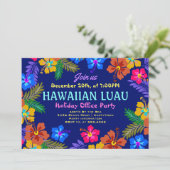 Hawaiian Luau Kantoor Party Hibiscus Invitations Kaart (Staand voorkant)