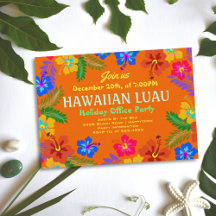 Hawaiian Luau Kantoor Party Hibiscus Invitations