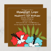 Hawaiian Luau Party Birthday Invitation Kaart (Voorkant / Achterkant)