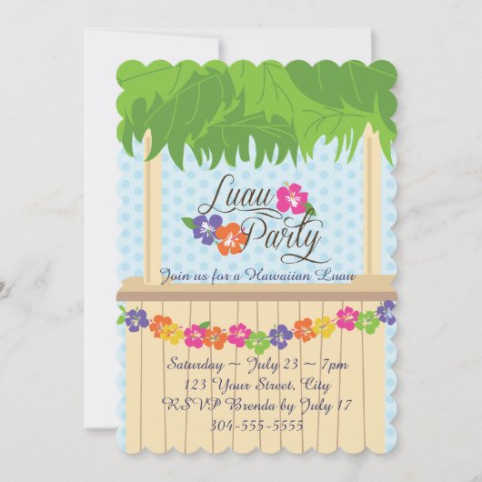 Hawaiian Luau Party Kaart (Voorkant)