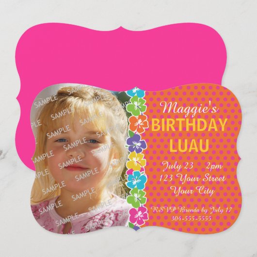 Hawaiian Luau Party Kaart (Voorkant / Achterkant)