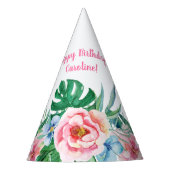 Hawaiian Luau Party Tropisch Floral roze Birthday Feesthoedjes (Voorkant)
