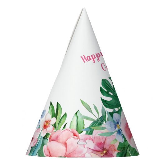 Hawaiian Luau Party Tropisch Floral roze Birthday Feesthoedjes (Links)