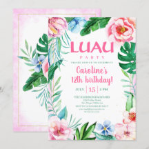 Hawaiian Luau Party Tropisch Floral roze Birthday
