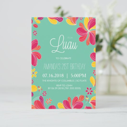 Hawaiian Luau Party - Tropische uitnodiging (klein (Staand voorkant)