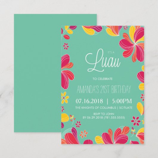 Hawaiian Luau Party - Tropische uitnodiging (klein (Voorkant / Achterkant)