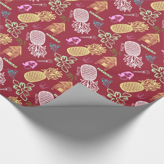 Hawaiian Luau Patterned Red Cadeaupapier (Hoek)