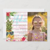 Hawaiian Luau Pineapple Meisje Afbeelding Verjaard Kaart (Voorkant)