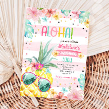 Hawaiian Luau Pineapple Tropical Girl Birthday