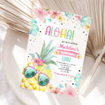 Hawaiian Luau Pineapple Tropical Girl Birthday
