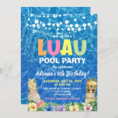 Hawaiian Luau Pool Party Uitnodiging Verjaardag (Voorkant / Achterkant)
