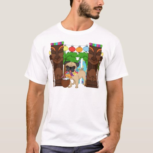 Hawaiian Luau Pug - T-shirt (Voorkant)