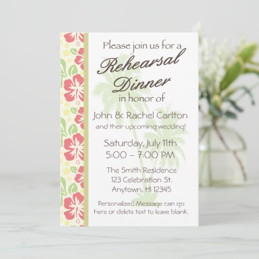 Hawaiian Luau Rehearsal Dinner Party Uitnodiging (Staand voorkant)