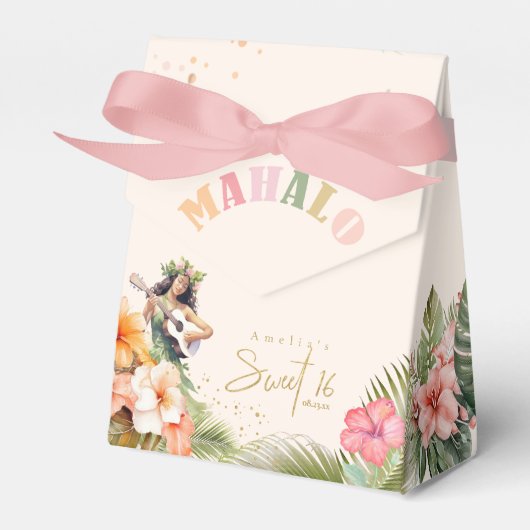 Hawaiian Luau Sweet 16 Mahalo ID1092 Bedankdoosjes (Voorkant Zijde)