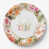 Hawaiian Luau Sweet Sixteen Floral Border ID1092 Papieren Bordje (Voorkant)