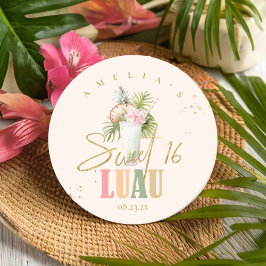 Hawaiian Luau Sweet Sixteen ID1092 Ronde Kartonnen Onderzetter