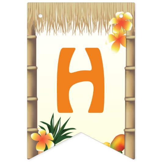 Hawaiian Luau Tiki Hut Tropical Birthday Party Vlaggetjes (Tweede vlag)