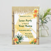 Hawaiian Luau Tiki Hut Tropische Partij Kaart (Staand voorkant)