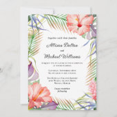 Hawaiian Luau Tropical Floral Wedding Kaart (Voorkant)