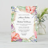 Hawaiian Luau Tropical Floral Wedding Kaart (Staand voorkant)