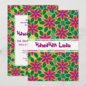 Hawaiian Luau Tropical Flowers Party Kaart (Voorkant / Achterkant)