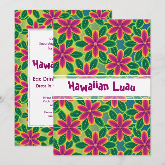 Hawaiian Luau Tropical Flowers Party Kaart (Voorkant / Achterkant)